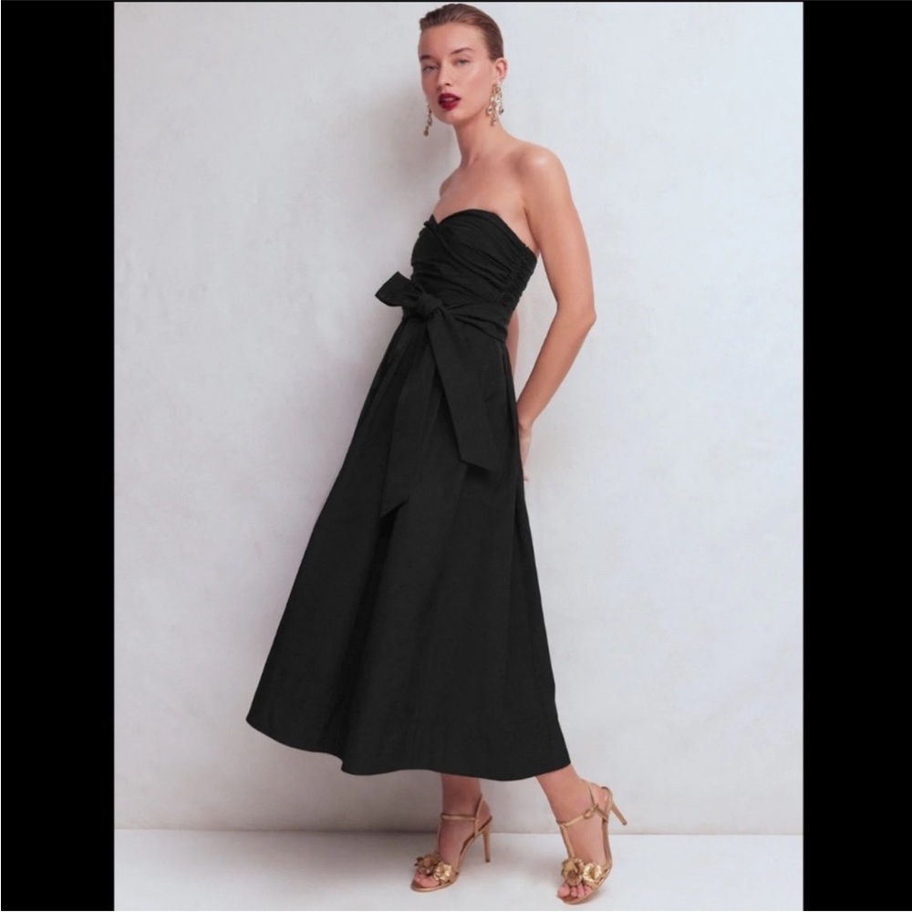 NWT BODEN Strapless Taffeta Dress in Black